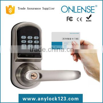 Electronic combination lock with i-button and card