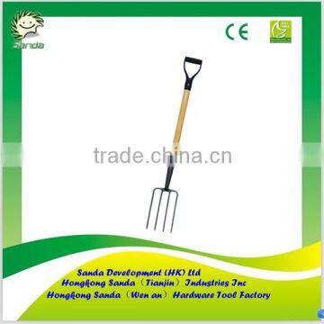 wooden handle with D grip garden fork