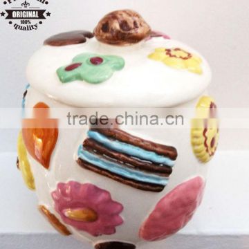ceramic dolomite handpaint cookie jar food storage