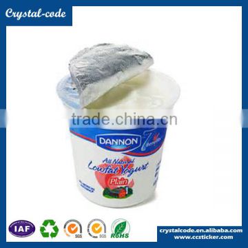 Top level 40*30mm yogurt container lid tamper proof aluminum foil sticker