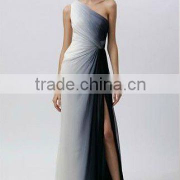 One shoulder gradient color chiffon a line allochroic prom dress 12160