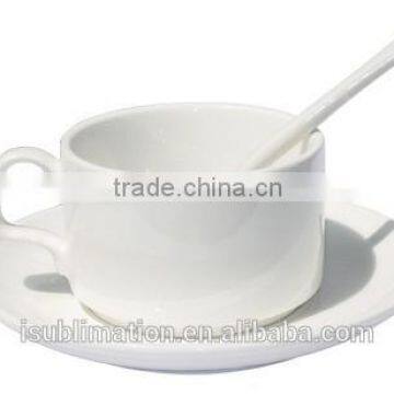 sublimation ceramic coffee mug with spoon and saucer