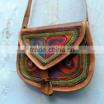 real leather hand made embroidery saddle bags/pure leather side bags