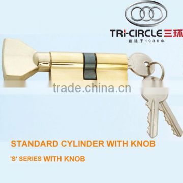 High Quality standard top security cylinder "S" series with knob polished brass