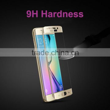 100% Full Cover!!!!!Gold Color Bubble Free Custom Package Tempered Glass Screen Protector for Samsung Galaxy S6 Edge