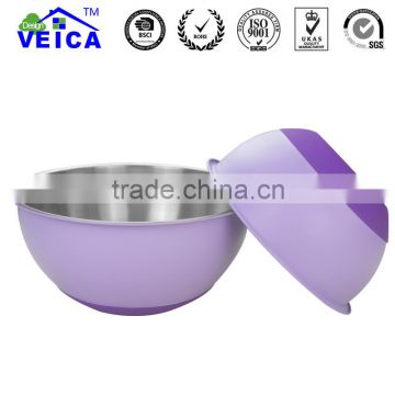 steel salad bowl with silicone bottom