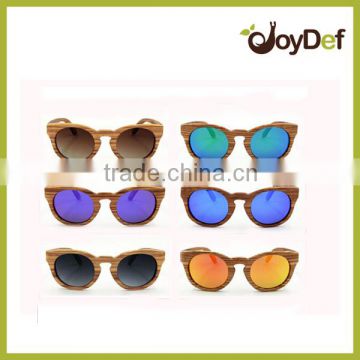 2016 The new fashion round wood frame eye cat designer style polarized lens sunglasses