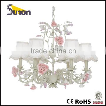 6 light ceramic flower chandelier /milk white Iron chandelier/flower chadelier for home