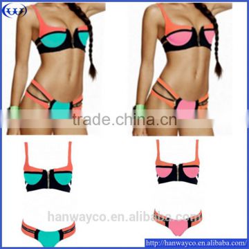 Cancelled order sexy bright color swimwear with zipper closeout for Europe market
