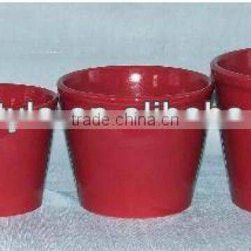 Eco-friendly Round Glazed Red Ceramic Flower Pot