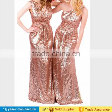 Sparkly rose gold champagne infinity bridesmaid long wedding party dresses for women with sequins