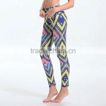 Women High Waist Geometry Printed Running Gym Stretch Sports Trousers