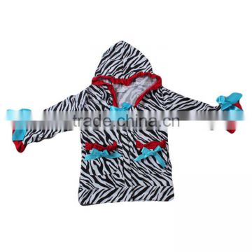 Fashion baby girls cardigan long sleeve zebra-stripe t-shirts with hood latest cardigan design for girls