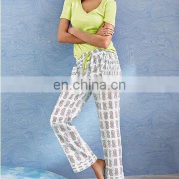 Cheap Cotton Pants with Top Yellow Gree Tee