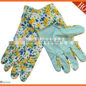 flower printed polyester/cotton shell ladies garden handling gloves