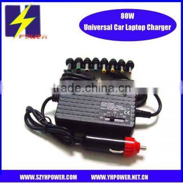 80W universal car adapter for laptop,MP3 etc 15V-24V