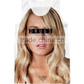 2016 Fashion Summer sexy Style 3D Lindsay Lohan Drugs vest Basketball Jersey bodybuilding tank top