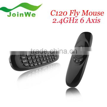 New C120 Fly Mouse 6 Axis Sensor 2.4GHz Rechargeable Wireless GYRO Fly Mouse Keyboard remote controls