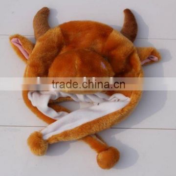 brown cow shaped plush hat