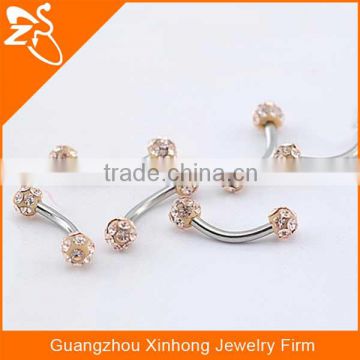 2015 Factory Selling Direct Multi Crystal Balls Body Piercing Jewelry Eyebrow Piercing Rings