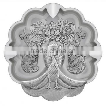 Peacock design metal silver cigarette ash tray/ashtray, with 20 years' experience, OEM welcome <DATA0057>