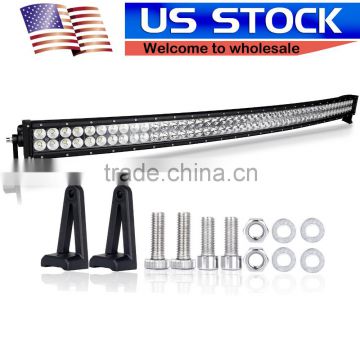 US STOCK curved 288W led off road light bar(combo beam) for Offroad SUV Jeep Truck