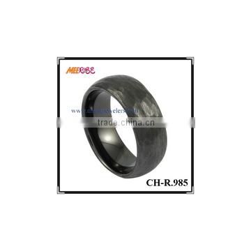 Hammer finish engagement ring black color, plain black ring