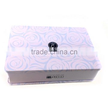Rectangular decorative Gift/cosmetic Tin Box with Hinged Lids