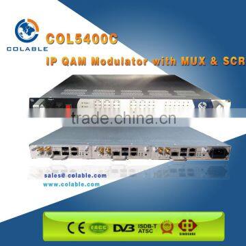 IP solution dvb-c qam 8 in 1 modulator with multiplexing scrambling COL5400C