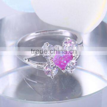 Brass fashion new opal inlay rings with cubic zirconia