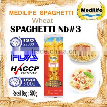 Durum Wheat Semolina Flour long pasta, Spaghetti, Long Pasta, Spaghetti Nb#3 500g Cooking Time 9 min.