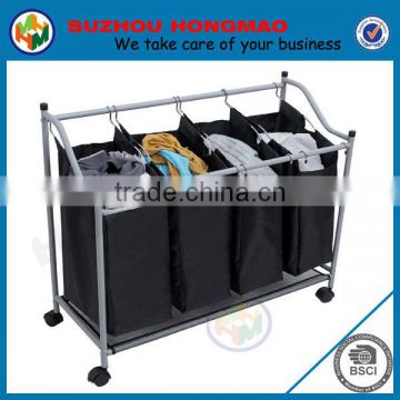4 compartments Chrome Laundry Sorter with wheel