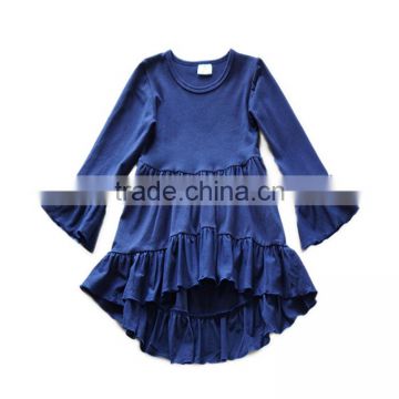 2017 Yawoo hot sale blue cotton short front long back dress kids clothes girls dresses