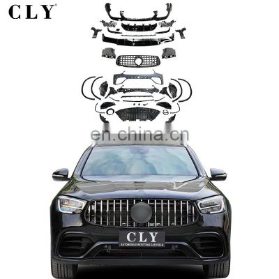 CLY 2020+ Bodykit For Benz GLC SUV Modified GLC63S AMG Front car bumper with Grille front rear wheel arch diffuser with tips