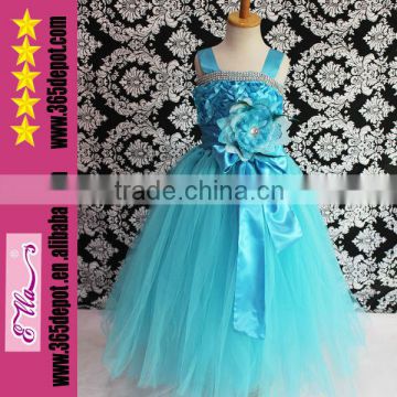 Wholesale Blue Kids Long Wedding Dress Summer Tutu Dress For Baby Girl
