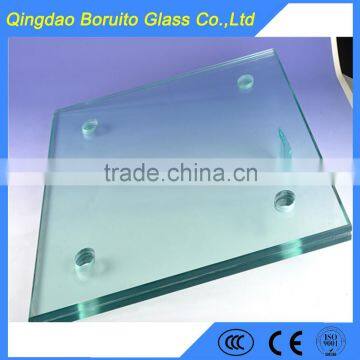 Clear laminated tempered glass with drilling holes