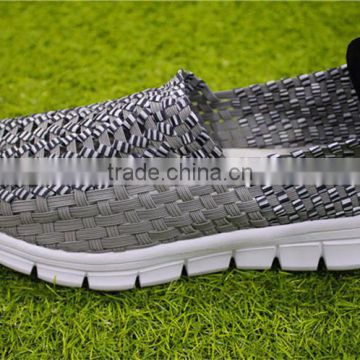 Grey woven slip-on fashion sports shoes