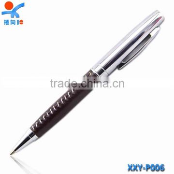 Genuine leather pen promotional metal leather pen