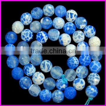 KJL-BD8003 8mm Faceted Crab Round Sky-Blue Agate Beads