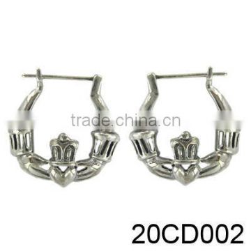 Hot Sale Vintage Design 925 Sterling Silver Celtic Claddagh Earring Fashion Silver Celtic Antique Earring Antique Jewelry