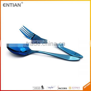 Blue PVD coating royal luxury stainless steel cutlery set