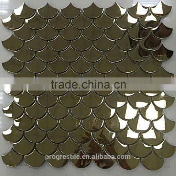 gold mosaic tiles, stainless steel mosaic tiles for modern house(PMTH3021)