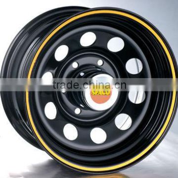 15x12 wheels of steel rims for cars with golden stripes