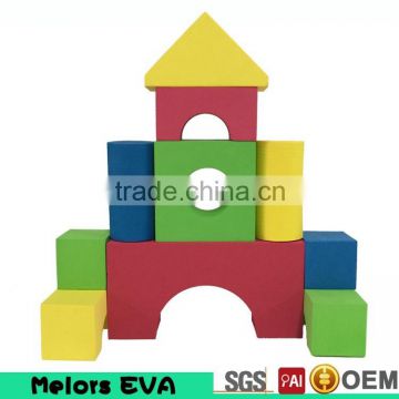 Melors educational colourful Building EVA Foam Block with printing and Variouse Shapes for kids Foam Toys