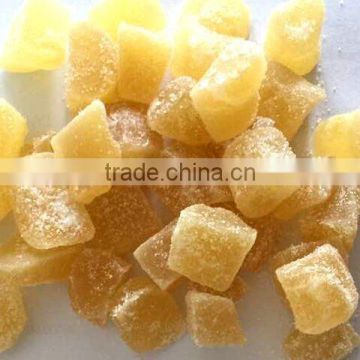 Dried ginger slices and chunks crystallized ginger