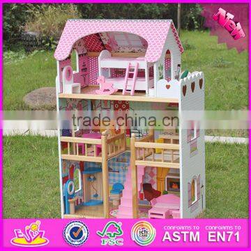 2016 luxurious children big wooden dollhouse kits W06A163-S