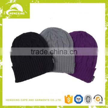 Custom woven label beanie knitted women winter hat