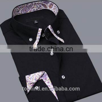 Printing double collar plain long sleeve spring & autumn fancy design t-shirt