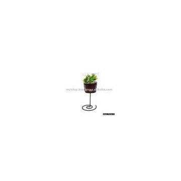 Flower Pot, Mango Wood, Iron Stand Code: 32712-Dbr