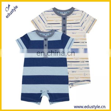 Bulk Custom 100 Cotton Stripe Boys Baby Romper Onesie